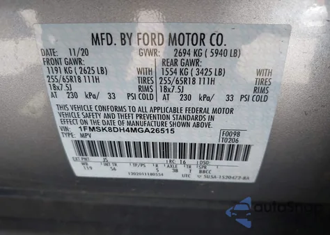 2021 Ford Explorer Xlt from USA, damaged, VIN 1FMSK8DH4MGA26515